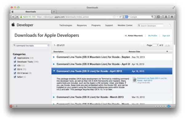 Xcode Command Line Tools package download